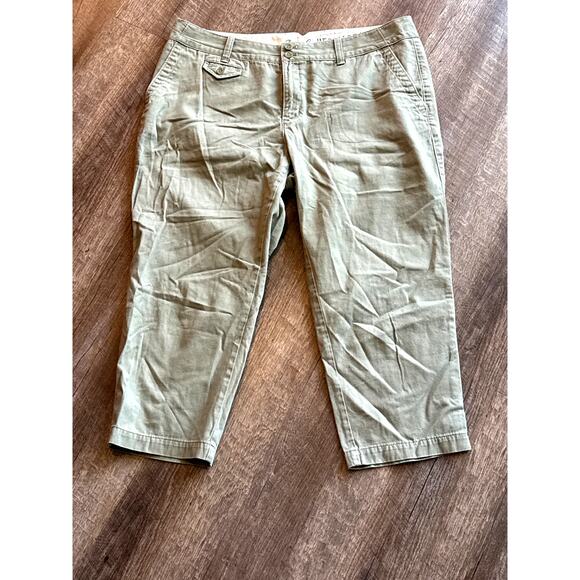 Eddie Bower Capri Blakely Fit Pants Khaki Green 14 - Picture 1 of 4
